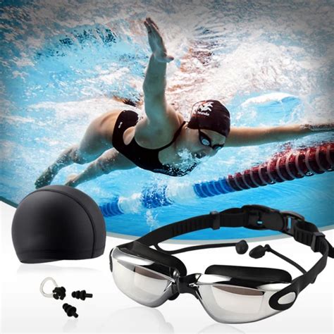 Three Sets High Definition Waterproof Anti fog Swimming Goggles Men Women Big Box Goggles ...