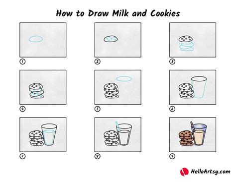 How to Draw Milk and Cookies - HelloArtsy