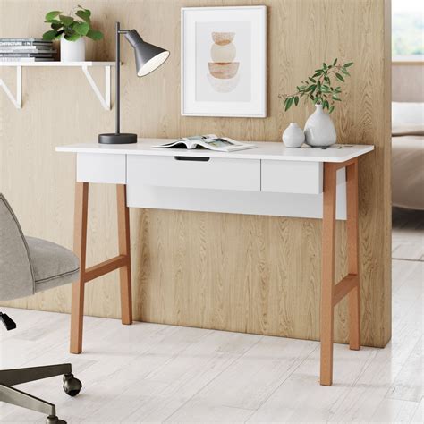 Nathan James Telos Home Office Computer Desk with Drawer White Modern ...