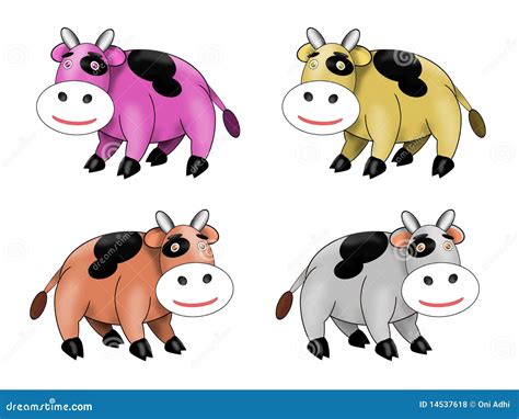 Four Cute Spotted Cow stock illustration. Illustration of black - 14537618