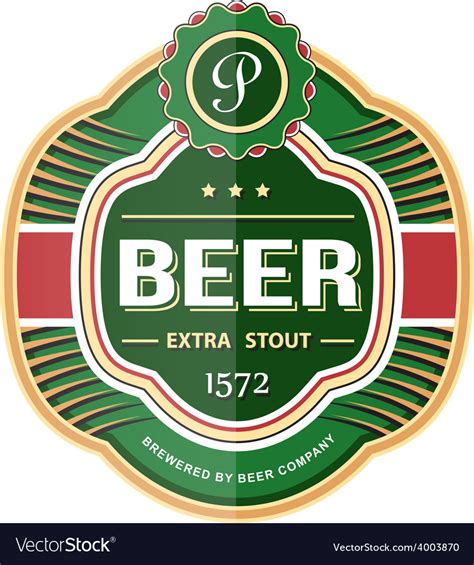 Green beer bottle label template Royalty Free Vector Image