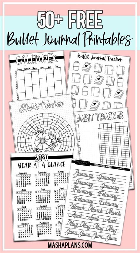 50+ FREE Bullet Journal Printables | Masha Plans