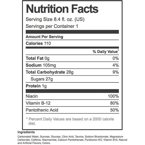 Red Bull Nutrition Facts Taurine | Besto Blog