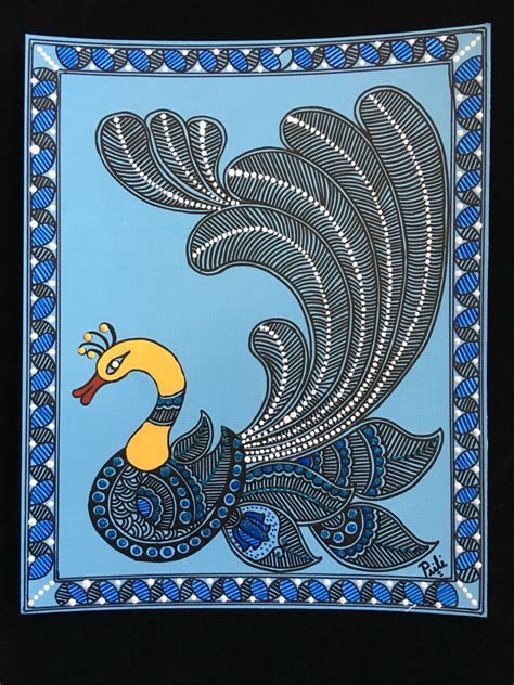 Dancing Peacock in Madhubani Style