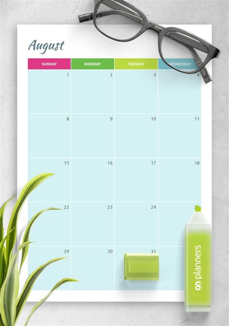 Colorful Monthly Calendar Template - Printable Calendar 2023