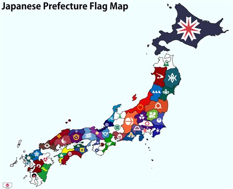 Japanese Prefecture Flag Map : r/MapPorn