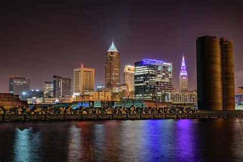 Cleveland Skyline at Night Photograph by Cityscape Photography - Fine Art America