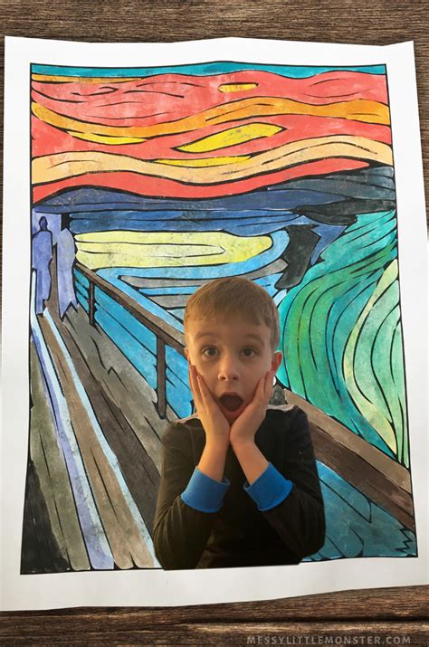 Edvard Munch The Scream Painting for Kids - printable included! - Messy Little Monster