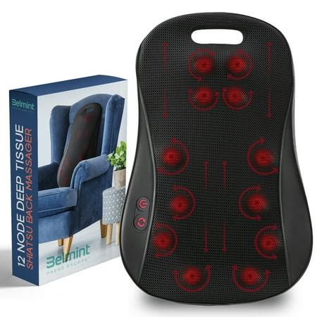 Belmint Full Back Massager with Heat, 12 Deep-Kneading Massage Nodes ...