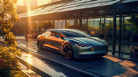 Premium AI Image | A hybrid car with a sleek design and a solar panel ...