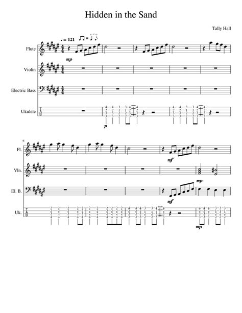 Hidden in the Sand Sheet music for Flute, Violin, Bass guitar, Ukulele (Mixed Quartet ...