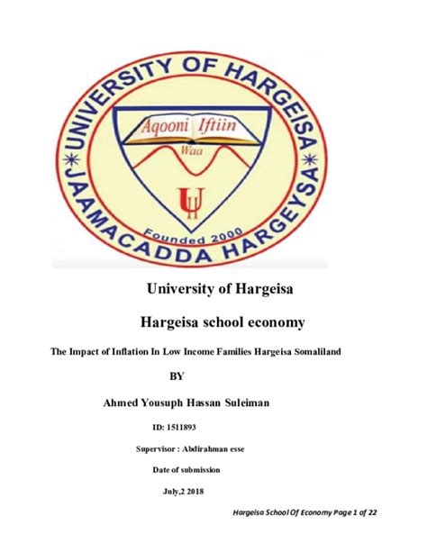 (PDF) The Impact of Inflation In Low Income Families Hargeisa ...