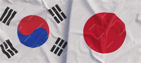 Premium Photo | Flags of South Korea and Japan Linen flag closeup Flag ...