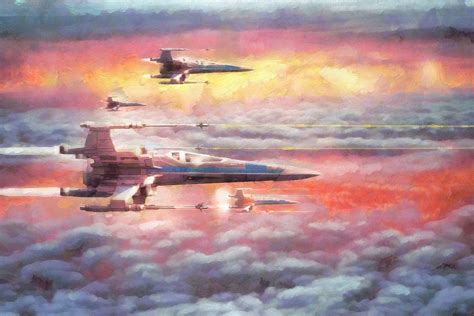 Star Wars X-Wing Starfighters Canvas Print, X-Wing Art, Star Wars Gift Star Wars Wall Art, Star ...