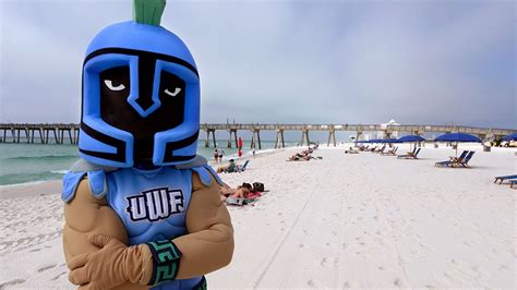 UWF mascot Argie stands at Pensacola Beach.