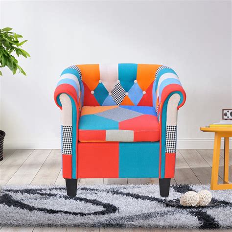 Cloud Mountain Multi-Color Patchwork Tufted Arm Chair - Walmart.com