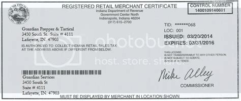 Download Indiana Resale License free