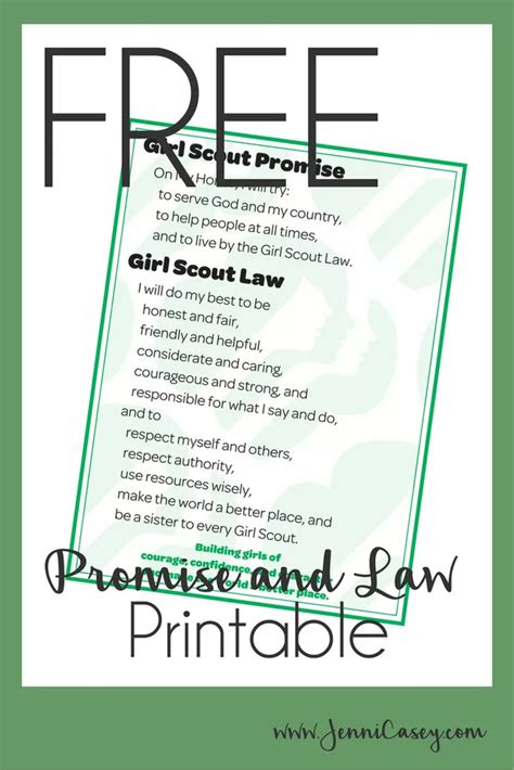 Girl Scout Promise and Law FREE Printable | Girl scout law, Girl scout troop leader