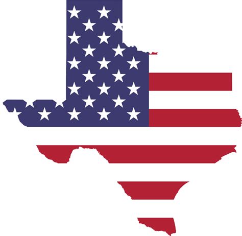 Texas American Flag Map No Stroke - Openclipart