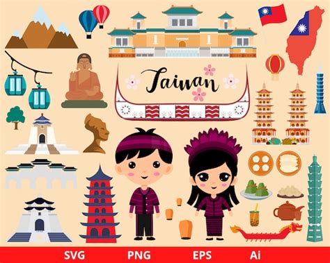 Taiwan Clipart Taiwan Svg Travel Clipart Culture Clipart | Etsy