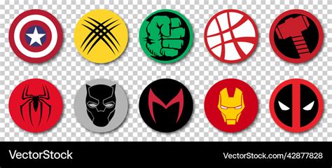 Top 10 marvel superheroes logo Royalty Free Vector Image