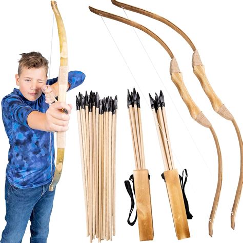 Island Genius Classic Wooden Bow and Arrow Archery Set Outdoor Games ...