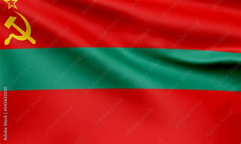 Flag of Transnistria waving. Close up of Transnistria flag. Stock Illustration | Adobe Stock