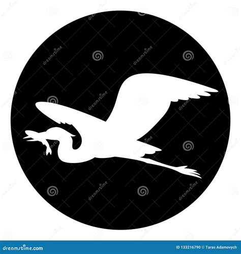 Black Heron Flying , Vector Illustration ,white Silhouette Stock Vector - Illustration of flying ...