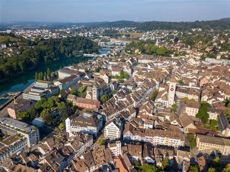 Drone Image of Swiss Old Town Schaffhausen Stock Image - Image of ...