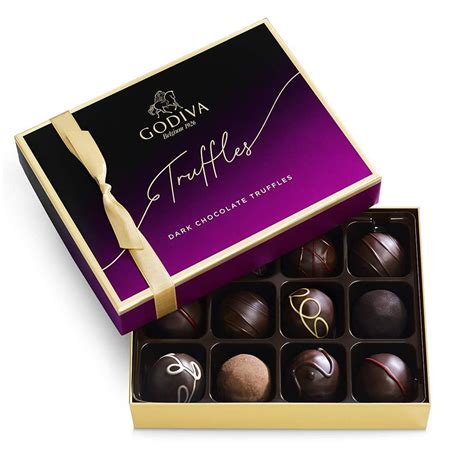 Godiva 14227 Chocolatier Dark Chocolate Truffles Assorted Chocolate Gift Box, 12-Ct. - Walmart.com