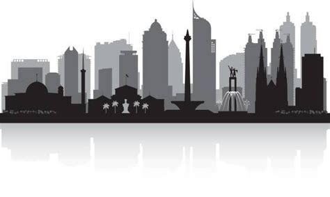 Jakarta Indonesia city skyline vector silhouette illustration | City skyline silhouette, Skyline ...