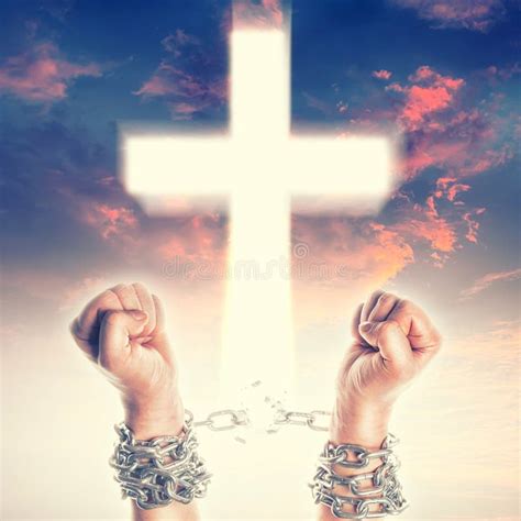 Two hands in chains stock photo. Image of pray, freedom - 130658948