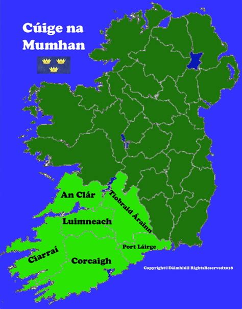 Map of Munster province in Ireland