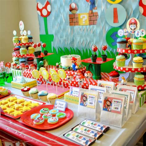 super mario birthday party ideas | How gorgeous is this desserts table ...