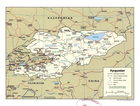 Large political and administrative map of Kyrgyzstan with roads ...