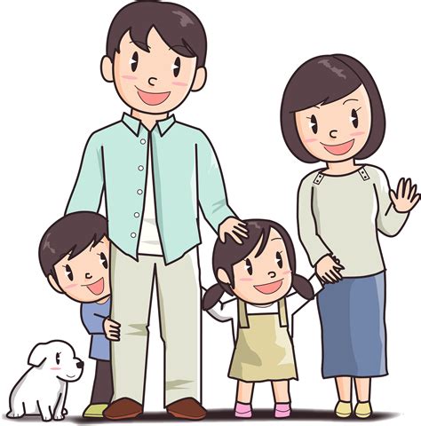 Clipart Family Of 4 And Dog