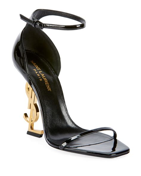 Saint Laurent Opyum YSL Logo-Heel Sandals with Golden Hardware | Neiman Marcus