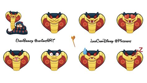 Jafar [as a snake (x8) feat. Aladdin - all as emojis] (Drawing by ...