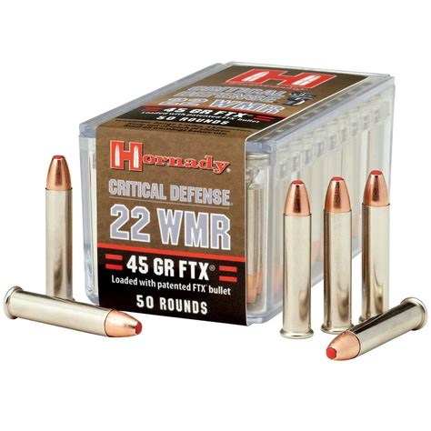 Hornady Critical Defense, .22 WMR, FTX, 45 Grain, 50 Rounds - 231113, .22 Magnum Ammo at ...