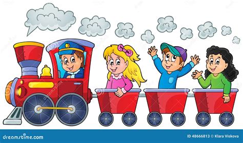 Toy Train With Happy Kids Vector Illustration | CartoonDealer.com #17649712