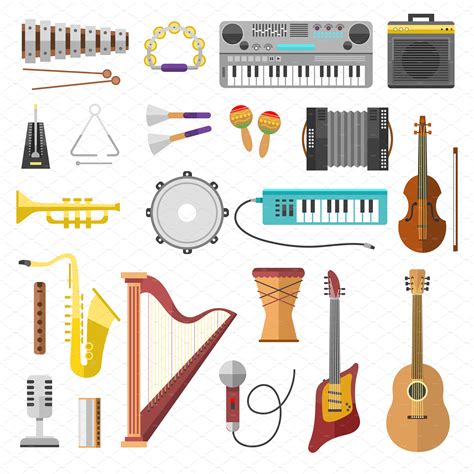 Different music instruments vector ~ Illustrations ~ Creative Market