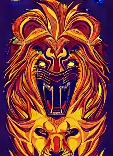 concept art by dan mumford of a mask of symbolic lion, | Stable Diffusion | OpenArt