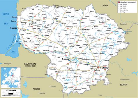 Lithuania Map (Road) - Worldometer