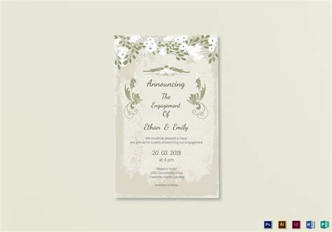 Vintage Engagement Announcement Card Template in PSD, Word, Publisher ...