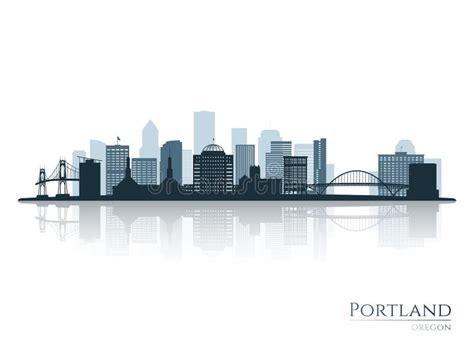 Portland Skyline Silhouette with Reflection. Stock Vector ...