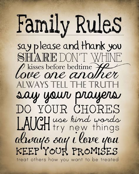 Family Rules {free printable} | Family quotes, Quotes, Family rules printable