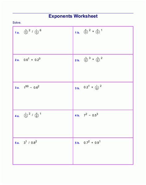 Exponents And Multiplication Worksheet Answer Key - Free Printable