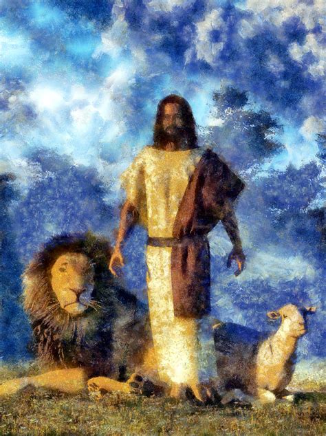 The Lion And The Lamb Painting by Christian Art