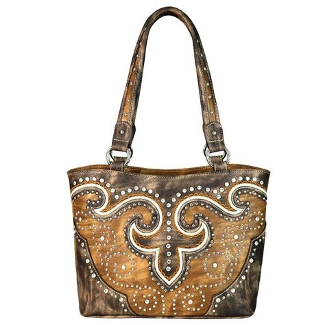 MW628-8014 Montana West Bling Bling Western Collection Tote Bag Handbag (Brown)