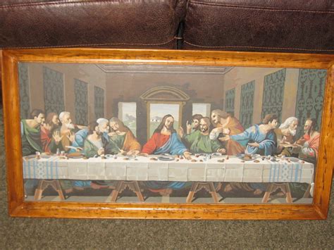 LAST SUPPER PAINTING Vintage Paint by Number Original Custom Wood Frame 16 X 30 1/4 Jesus and ...